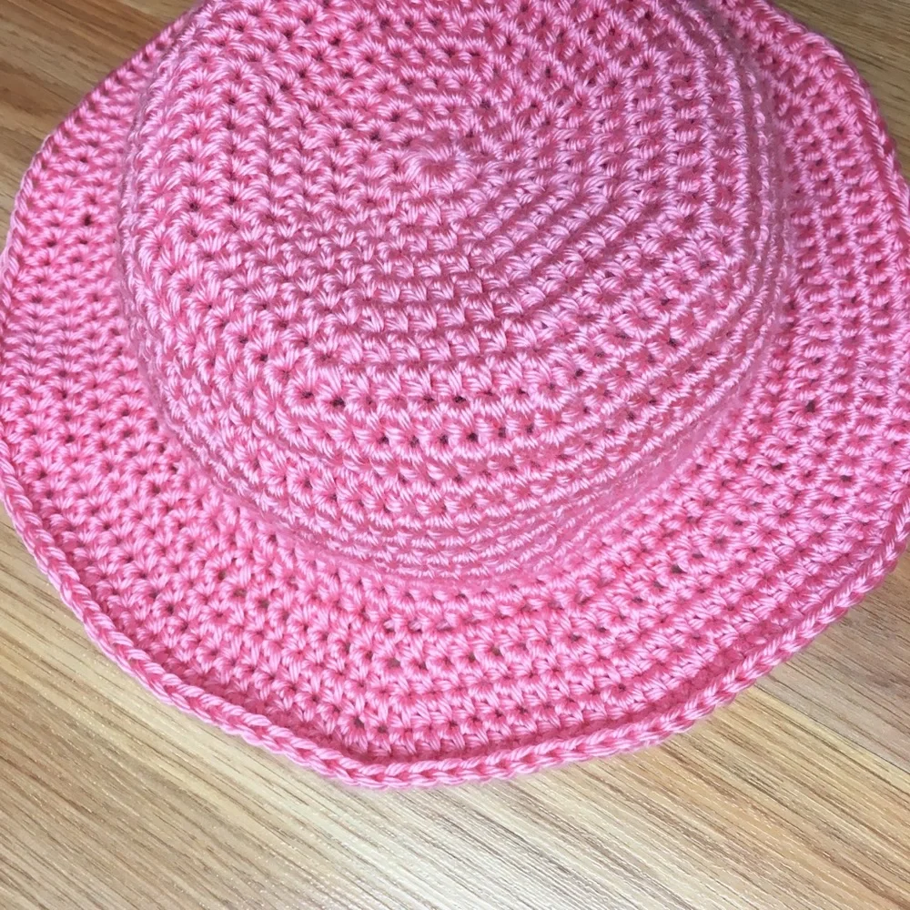 Handmade Crochet Strawberry Pink Bucket Hat